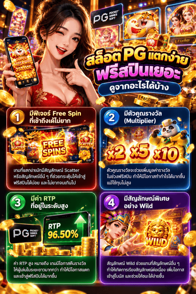 สล็อต PG แตกง่าย ฟรีสปินเยอะ ดูจากอะไรได้บ้าง